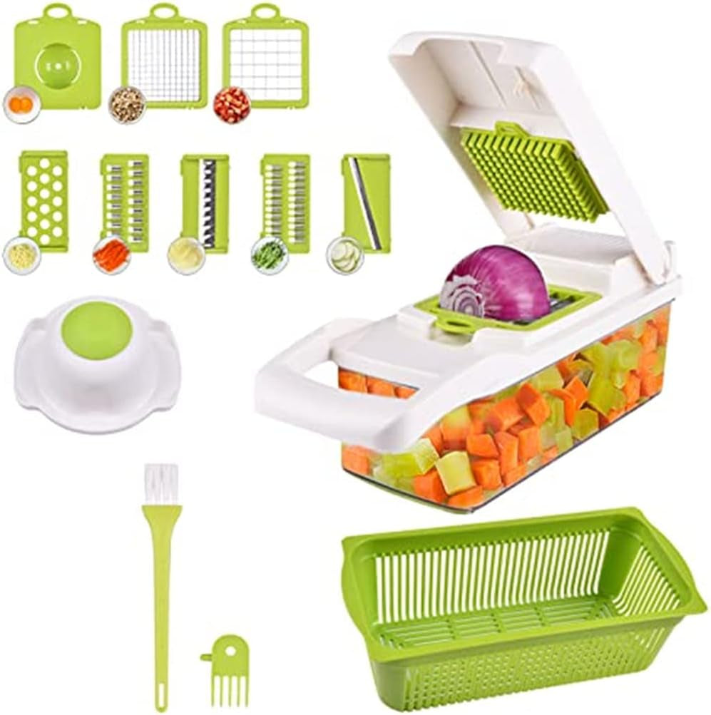 Fruit & Vegetable Chopper, Onion Chopper, Mandolin Slicer, Kitchen Multifunctional Vegetable Cutter, Vegetable Slicer, Vegetable Chopper with Container, Egg White Filter