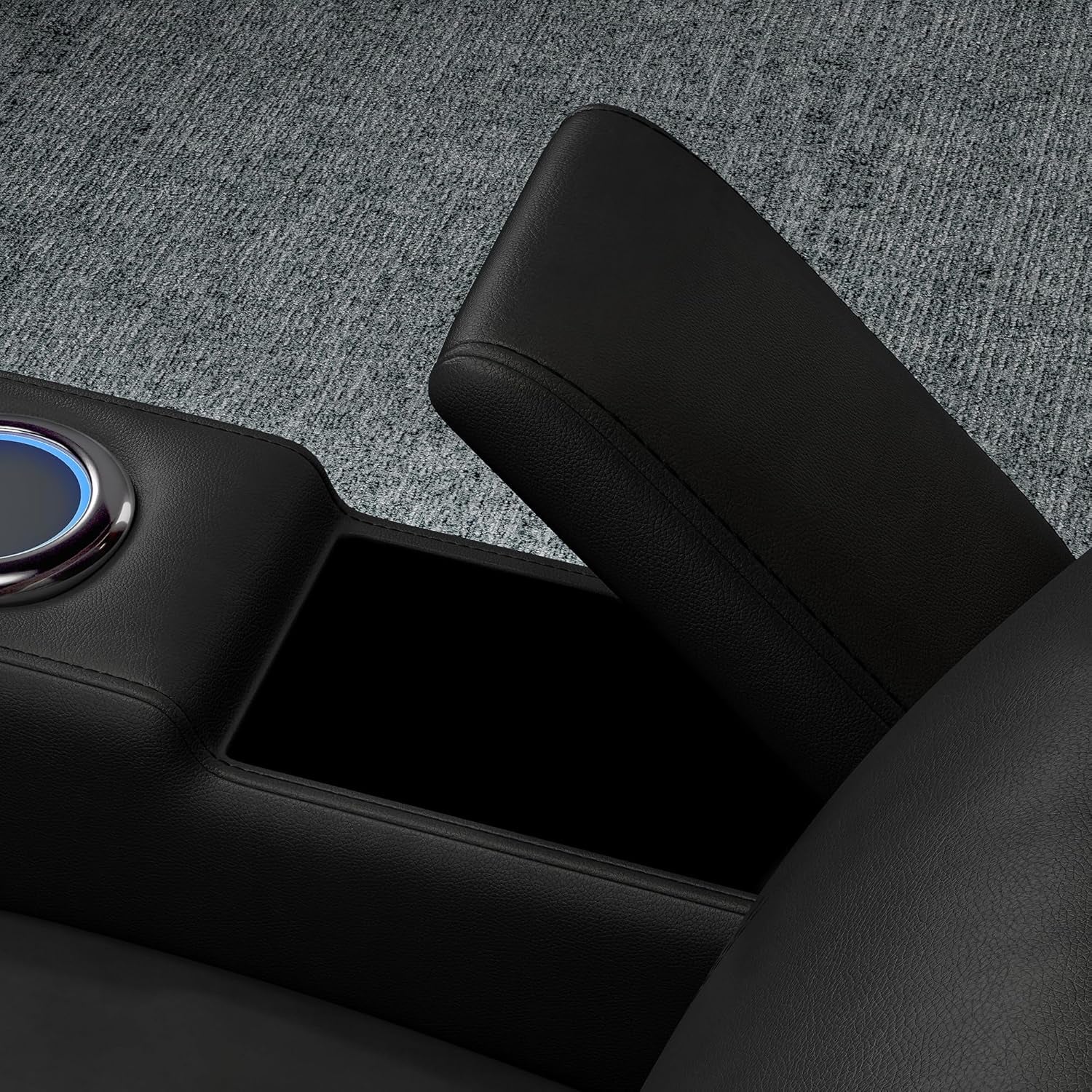 Valencia 2025 Verona Power Headrest Home Theater Seating – Top Grain Nappa Leather 9000 – Power Adjustable Headrest, USB-C Fast Charging, LED Cup Holders (Row of 2, Black)