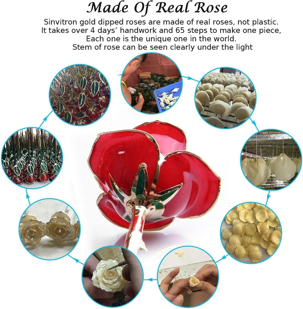 Gold Dipped Infinity Rose - Eternal Resin-Preserved Rose | Forever Flower Decor for Birthdays, Mother’S Day, Anniversaries | Unique Gift for Women, Mom, Wife (Red)