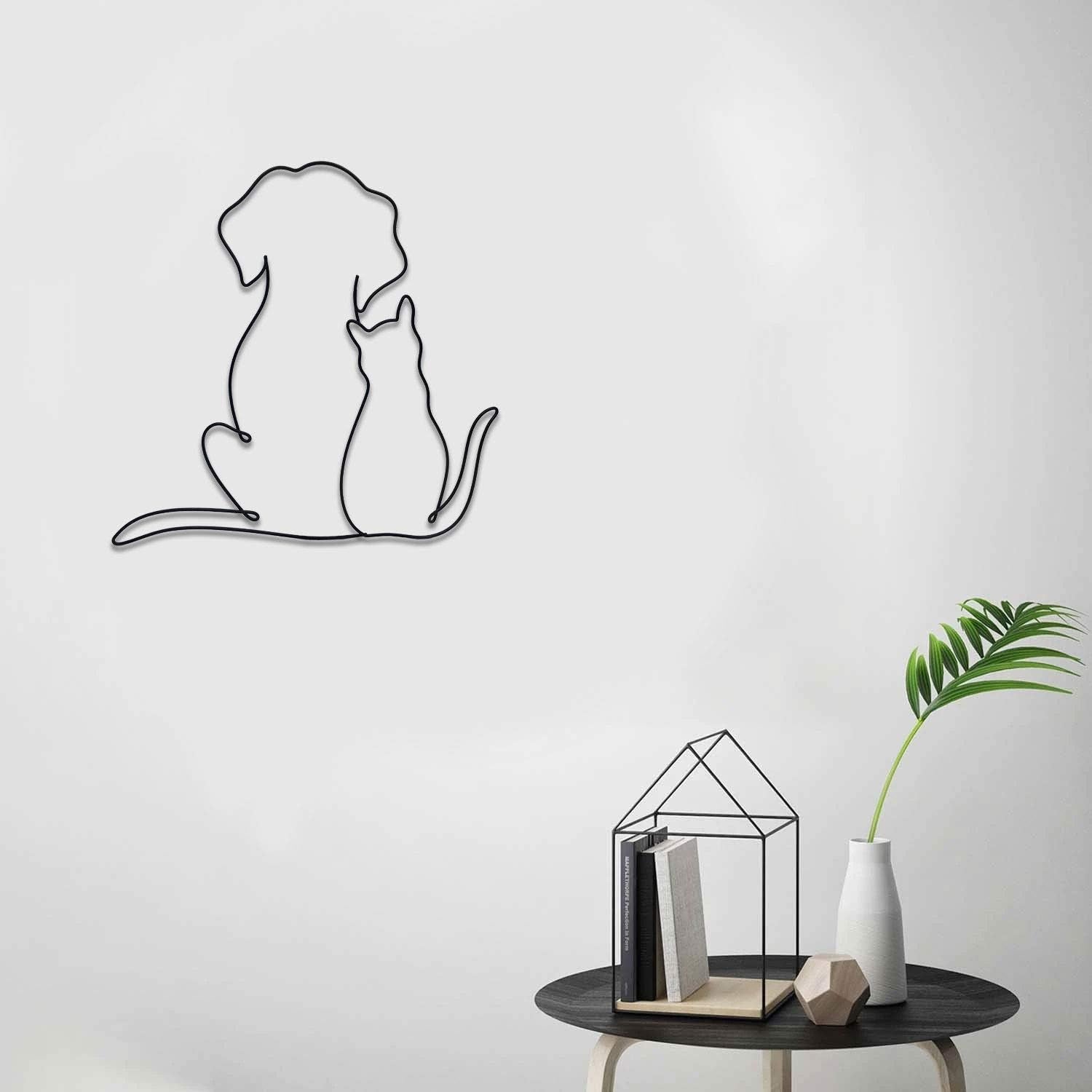 Metal Dog Wall Decor | Dog & Living Room Wall Art | Minimalist Room Decor (Sleeping Labrador) (Love)