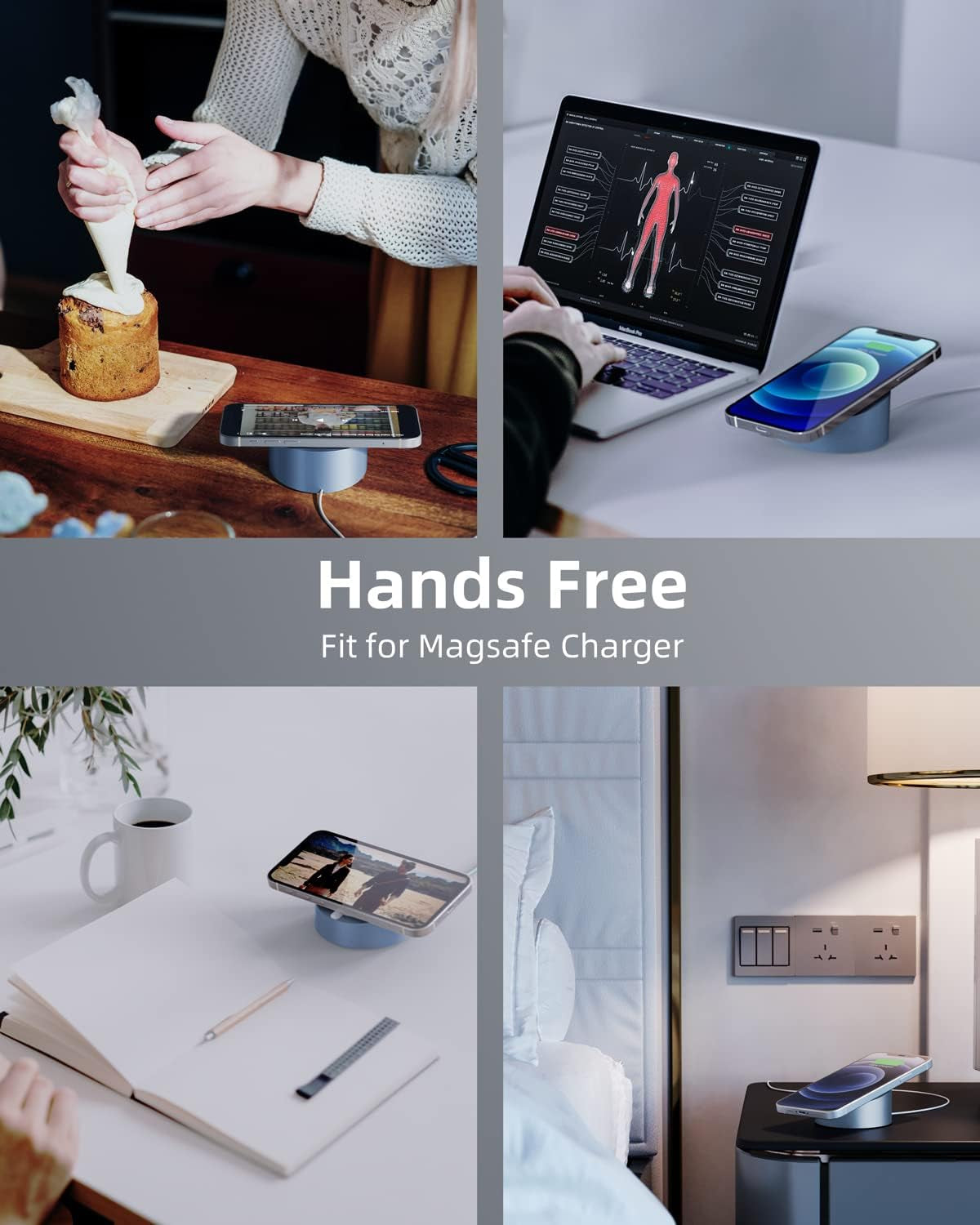 Mag- Safe Charger Stand Wireless Charging Heavy-Duty Premium Metal Holder Base Desktop Tablet Mount for Iphone 16 Pro /16/15 Pro/15/14/13/12 Mag- Safe Charger Stand- Blue