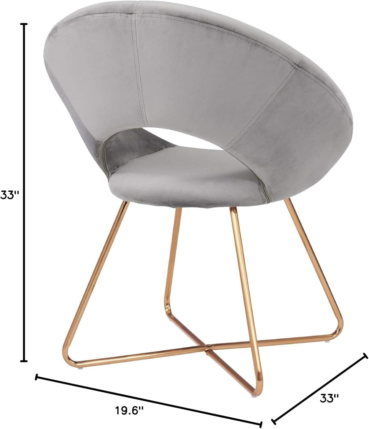 Modern Accent Velvet Chairs Single Sofa Comfy Upholstered Arm Chair Mid-Century Leisure Lounge Chairs with Golden Metal Frame Legs 1 PCS Grey