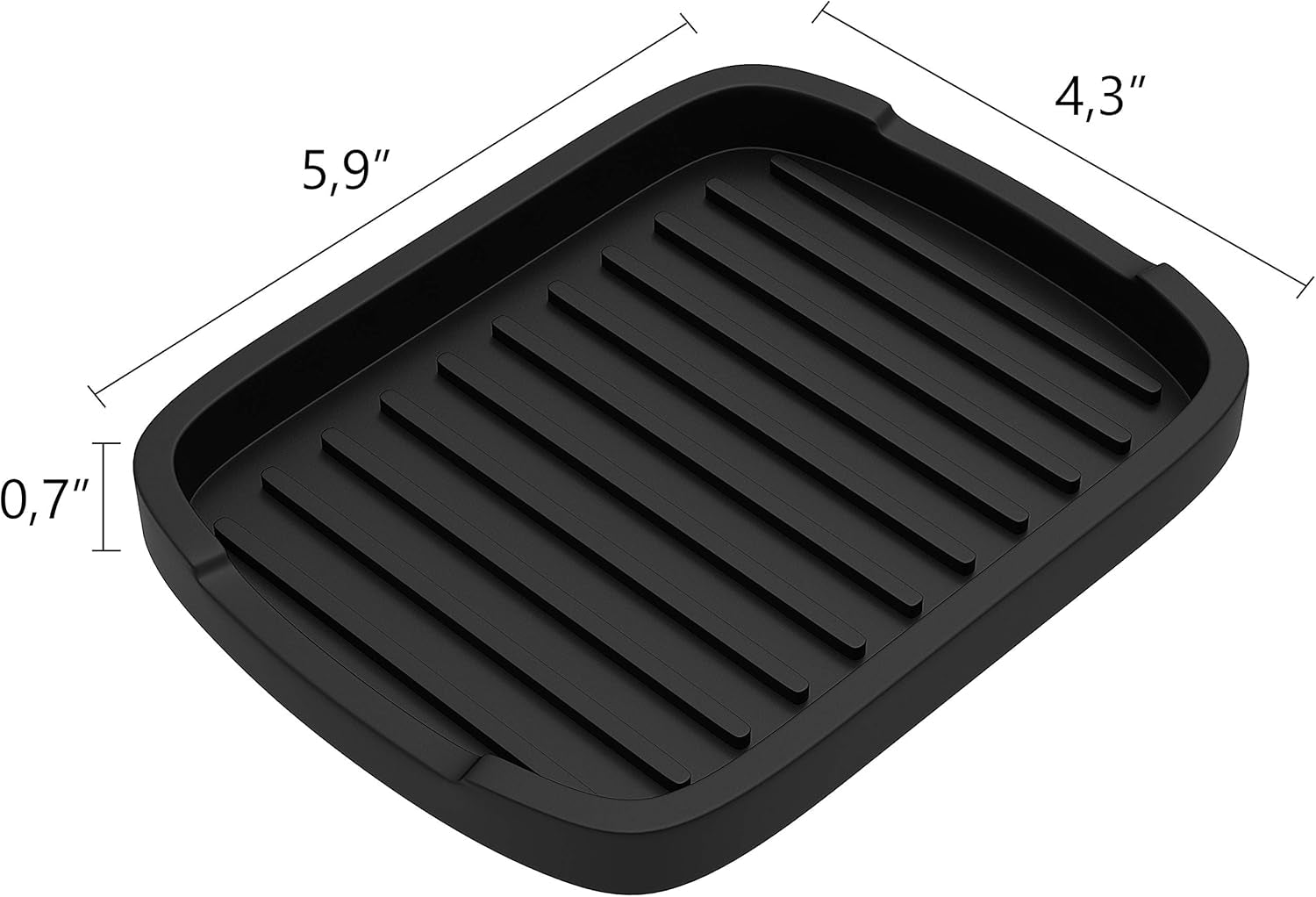 Silicone Sponge Holder -Soap Tray - 5.9" X 4.33" Set -2Pcs (Black)
