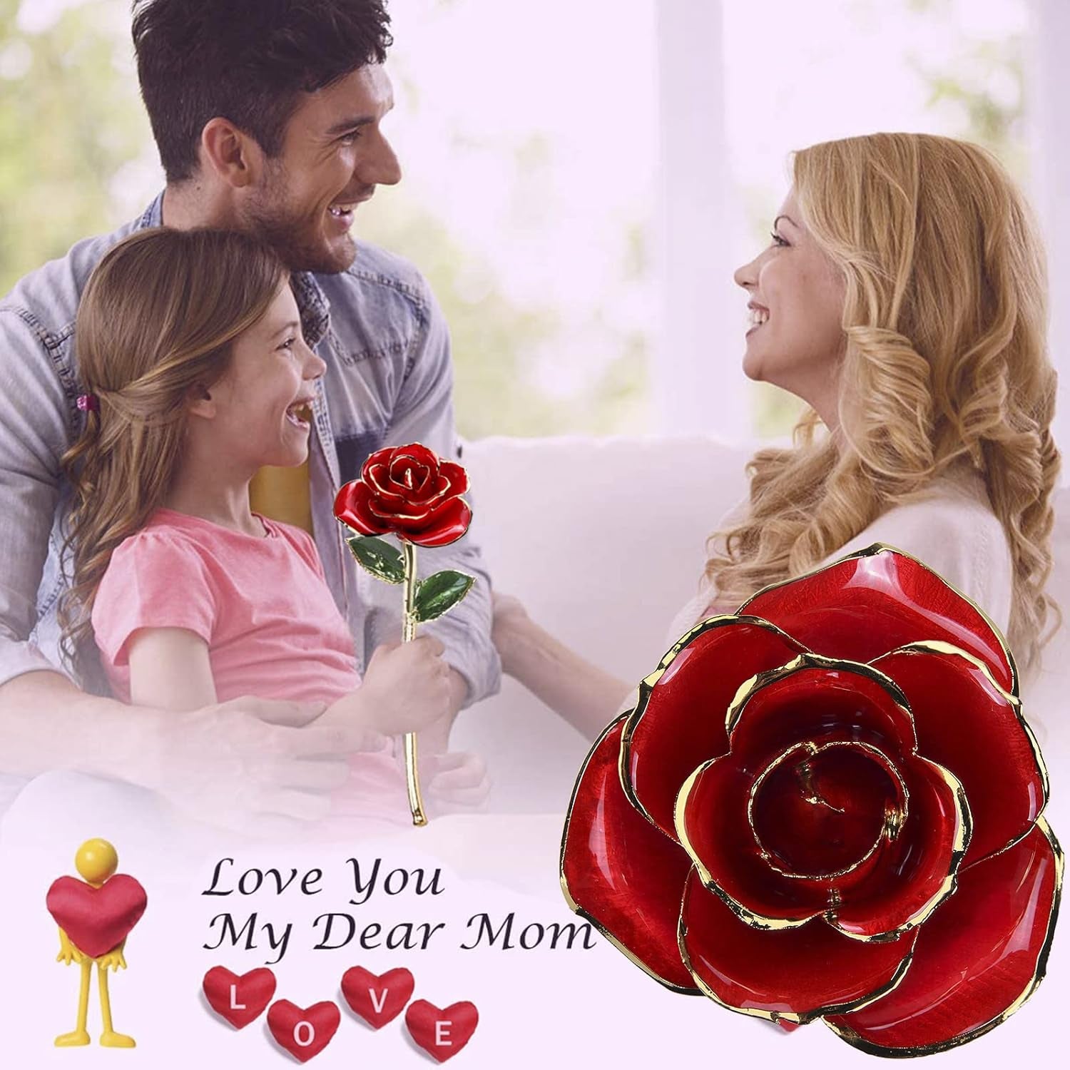 Gold Dipped Infinity Rose - Eternal Resin-Preserved Rose | Forever Flower Decor for Birthdays, Mother’S Day, Anniversaries | Unique Gift for Women, Mom, Wife (Red)