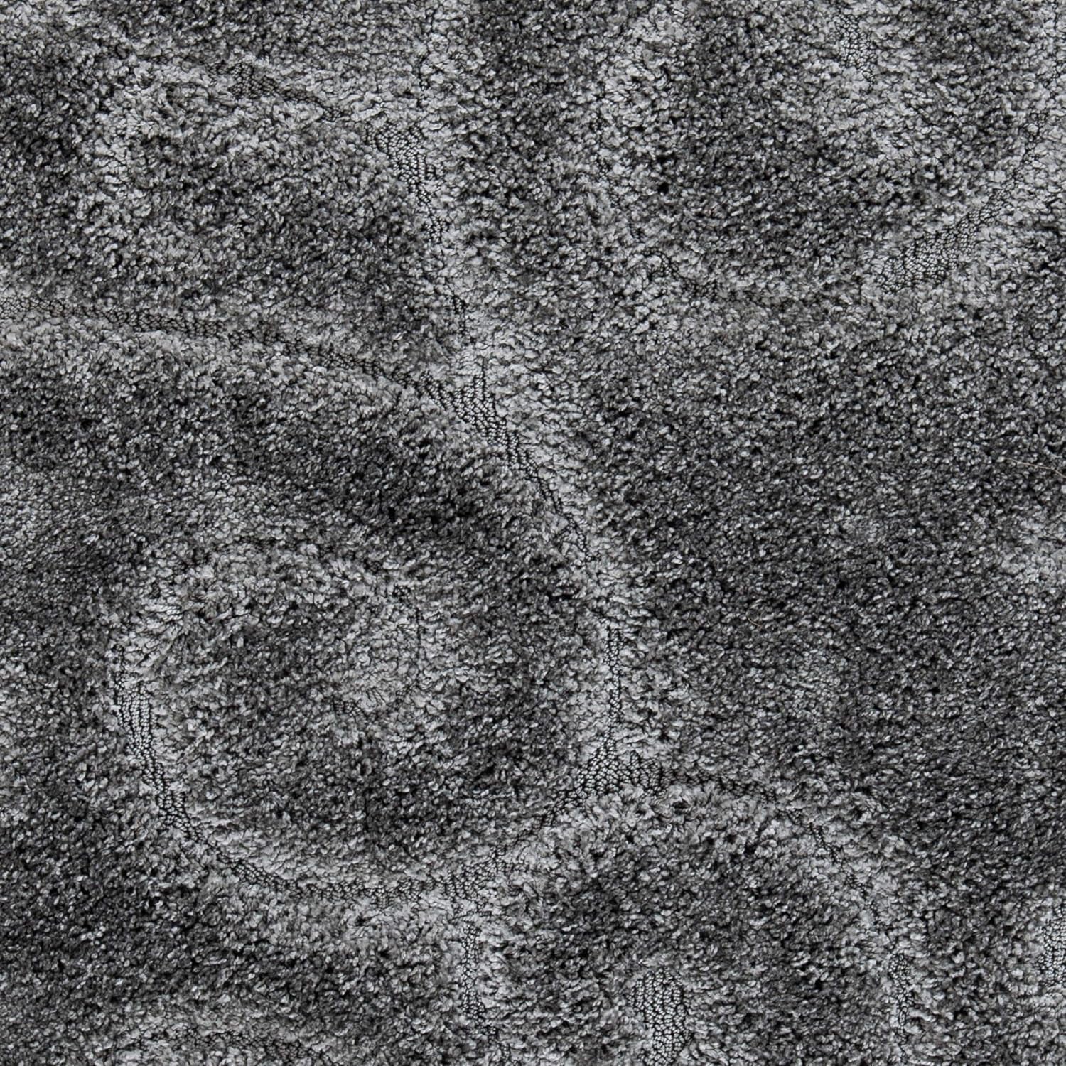 Florida Shag Collection Area Rug - 6'7" Square, Grey, Scroll Design, Non-Shedding & Easy to Clean, High-Low Plush Pile, Ideal for Living Room, Bedroom, Dining Space (SG455-8013)