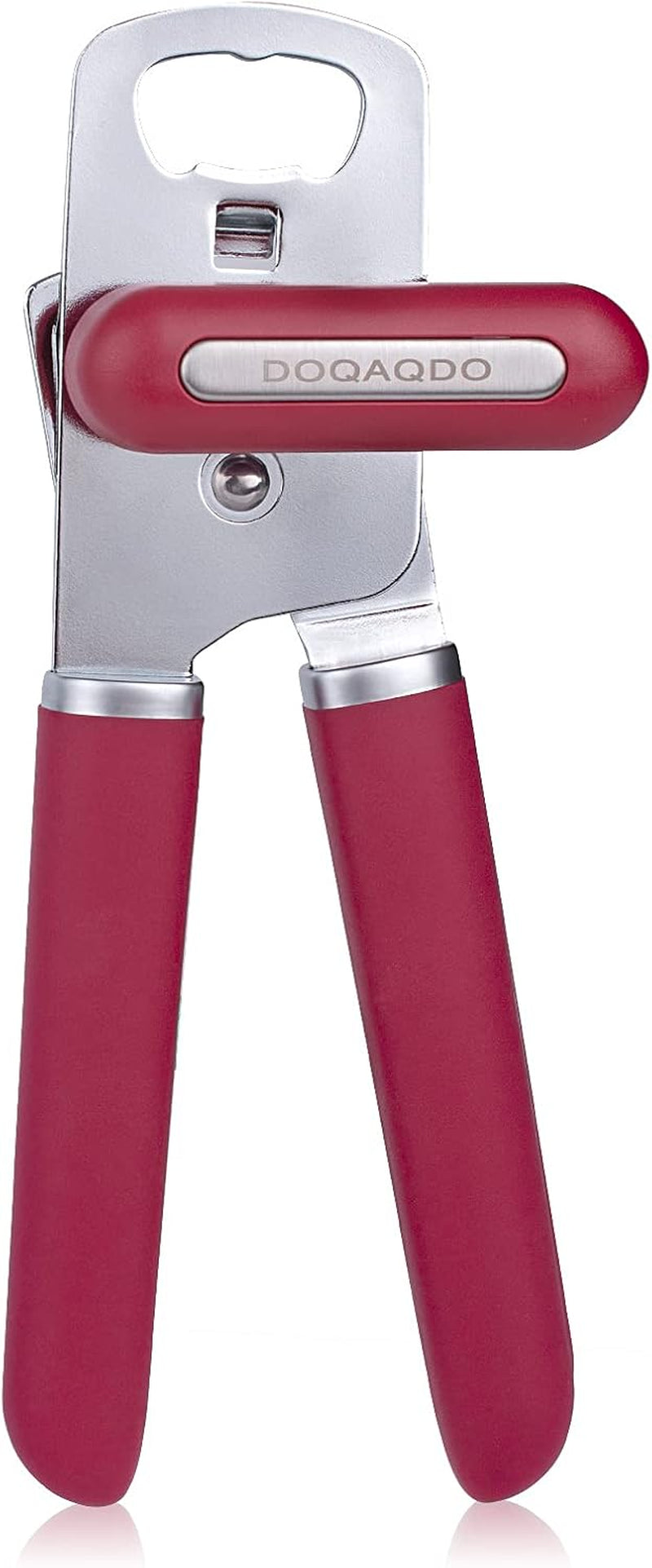 Can Opener Manual Portable Handheld Heavy Duty Hand Can Opener Smooth Edge, Comfortable Grip Safety Can Openers, Sharp Cutting Wheel, Easy Turn Knob, Built in Bottle Opener(Red)