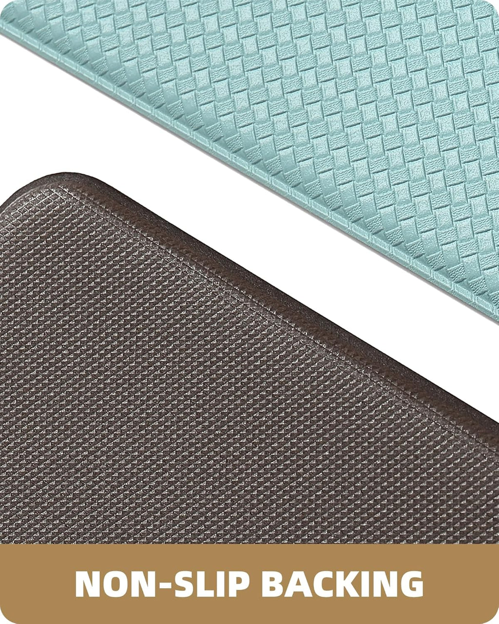 anti Fatigue Cushion Kitchen Mat for Floor -17"X59",Easy Clean, Water & Oil Proof, anti Slip, Foam Rubber Runner Rug for Front Sink Comfort Standing,Teal