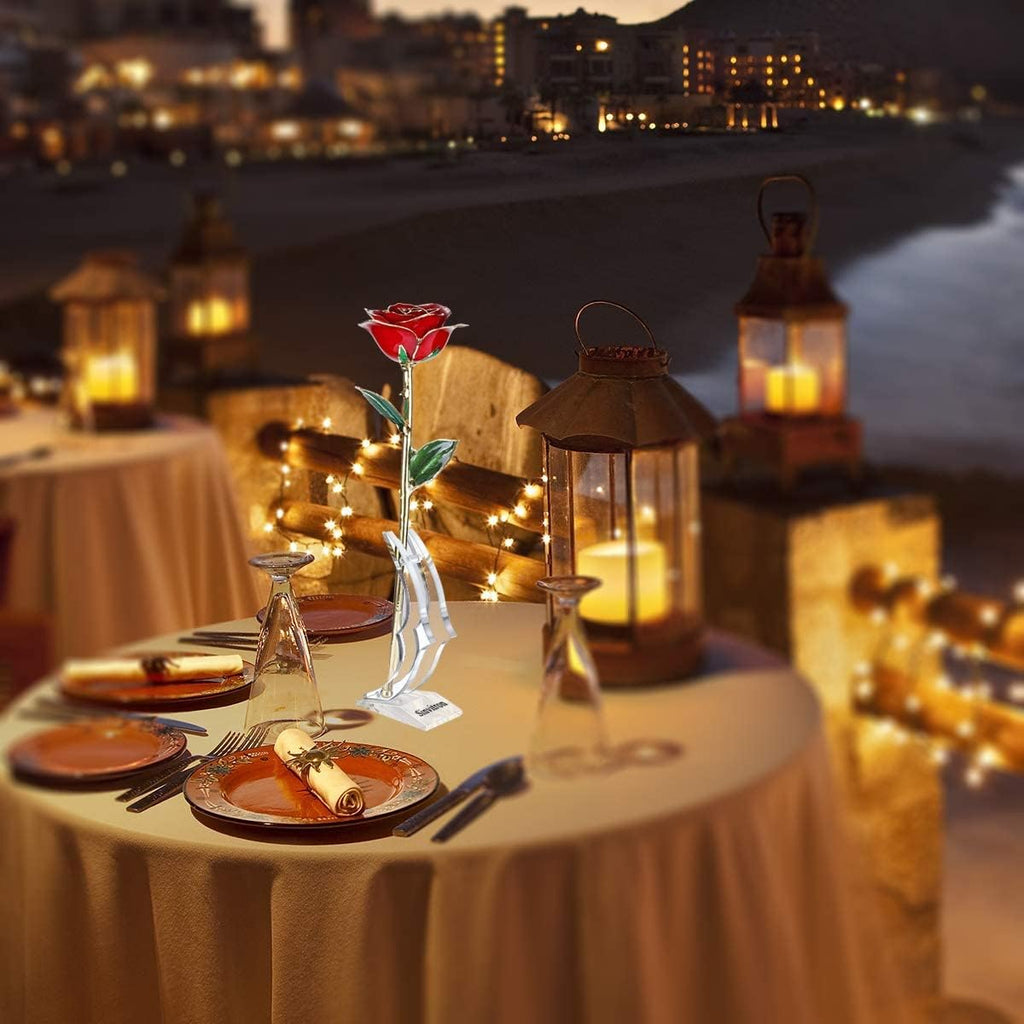 Gold Dipped Infinity Rose - Eternal Resin-Preserved Rose | Forever Flower Decor for Birthdays, Mother’S Day, Anniversaries | Unique Gift for Women, Mom, Wife (Red)