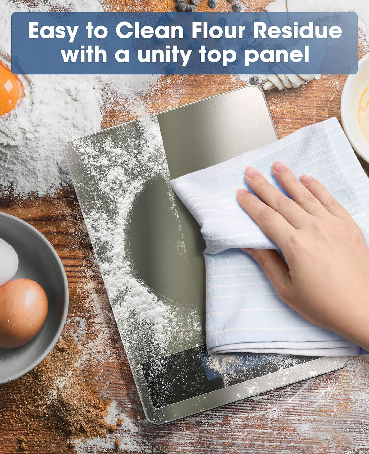 Food Scale, 22Lb Digital Kitchen Scale Weight Grams and Oz for Cooking Baking, 1G/0.1Oz Precise Graduation, Stainless Steel and Tempered Glass (Ash Silver)