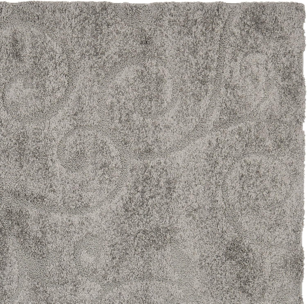 Florida Shag Collection Area Rug - 6'7" Square, Grey, Scroll Design, Non-Shedding & Easy to Clean, High-Low Plush Pile, Ideal for Living Room, Bedroom, Dining Space (SG455-8013)