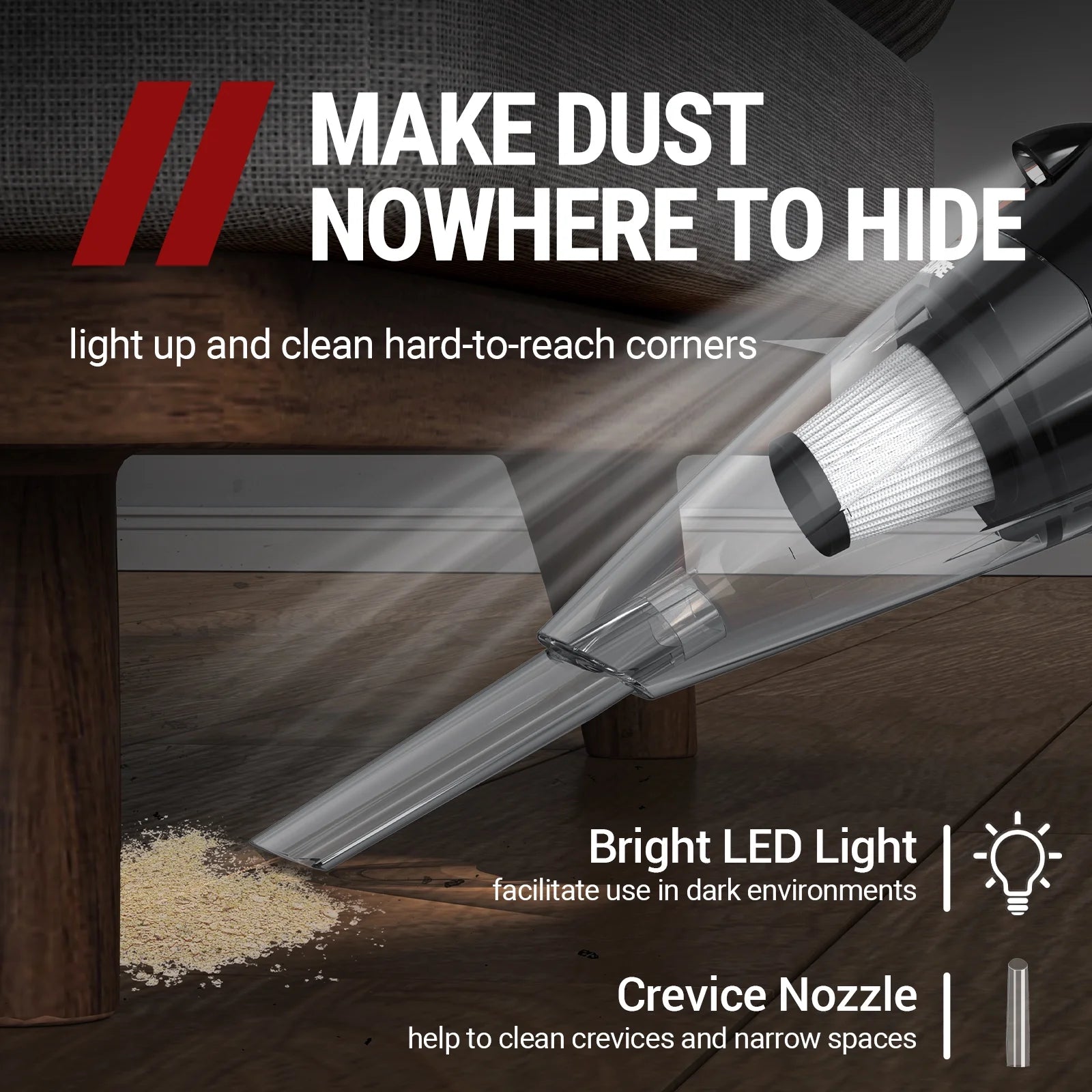 Handheld Vacuum, Car Vacuum Cleaner Cordless, Mini Portable Rechargeable Vacuum Cleaner with 2 Filters, Orange (VL189)