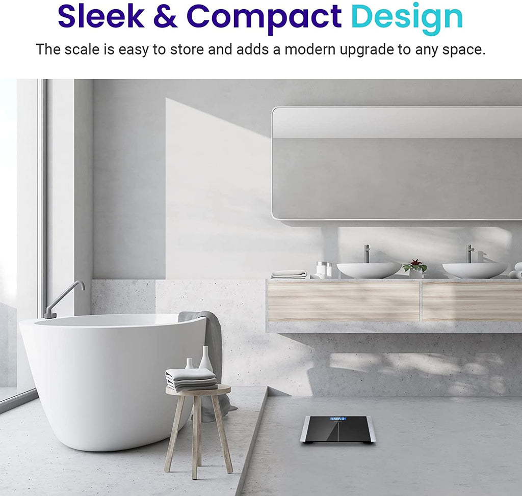 Bathroom Scale for Body Weight, Highly Accurate Digital Electronic Weighing Machine for People, LCD Display, Large Size, 6Mm Tempered Glass for Safe Home Use, Batteries Included, 400 Lbs