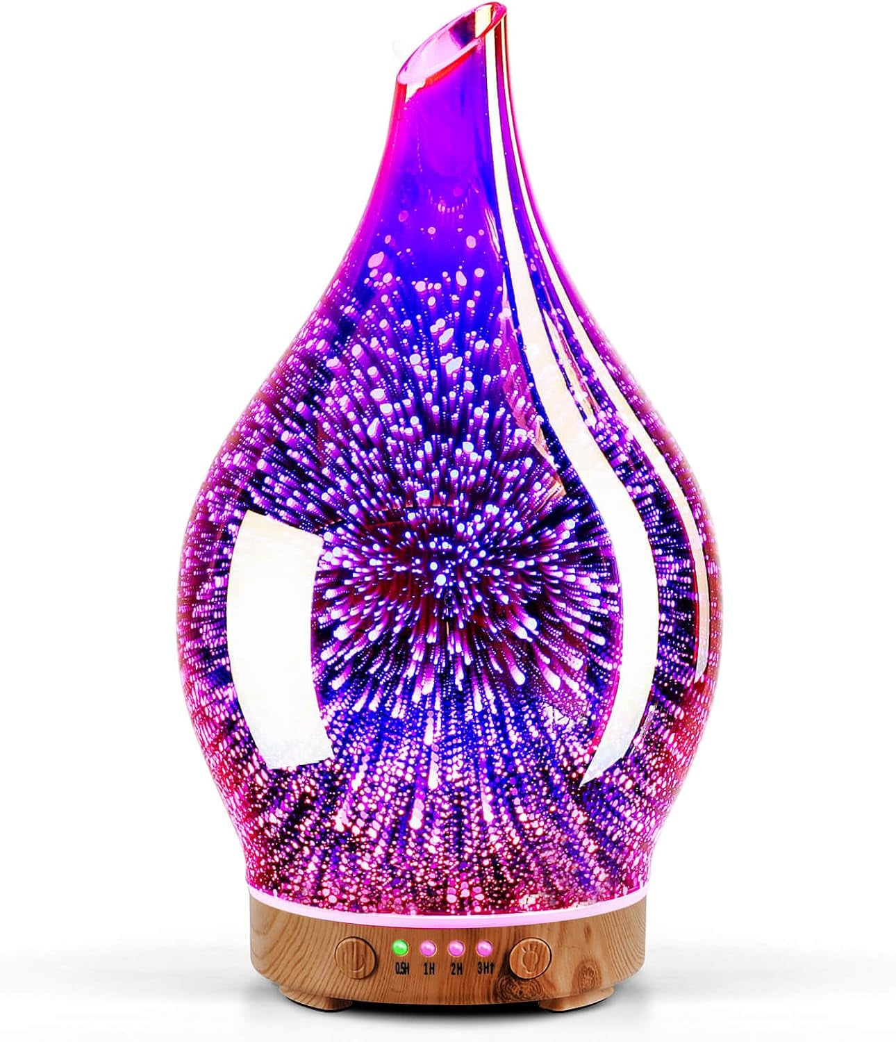 Essential Oil Diffuser 3D Firework Glass Aromatherapy Ultrasonic Humidifier Rose Gold, Auto Shut-Off, Timer Setting, BPA Free, Aroma Decoration for Home, Office, Gym, Spa, Premium Gift 150Ml
